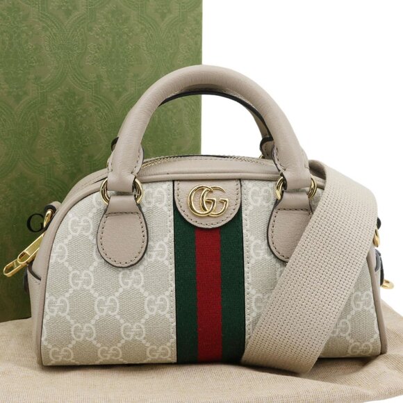 Gucci Ophidia GG Supreme Canvas Top Handle Crossbody Bag Off White - Picture 3 of 13